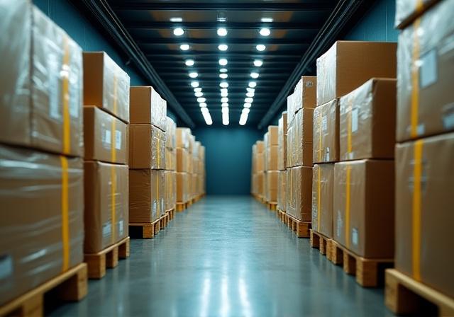 Multiple freight pallets organized efficiently for LTL transportation